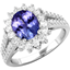 Picture of An elegant tanzanite & diamond cluster style ring in 18ct white gold