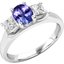 Picture of A stunning three stone tanzanite & diamond ring in 18ct white gold