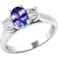 Picture of A timeless three stone tanzanite & diamond ring in 18ct white gold