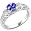 Picture of A luxurious tanzanite & diamond ring with shoulder stones in 18ct white gold