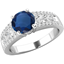 Picture of An elegant Round Cut sapphire & diamond ring in 18ct white gold