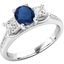 Picture of An elegant sapphire & diamond ring with shoulder stones in 18ct white gold