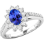 Picture of A classic tanzanite & diamond cluster style ring in 18ct white gold
