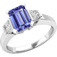 Picture of A classic three stone gemstone & diamond ring in 18ct white gold