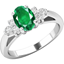 Picture of A timeless emerald & diamond ring with shoulder stones in 18ct white gold