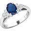 Picture of A timeless sapphire & diamond ring with shoulder stones in 18ct white gold