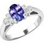 Picture of A timeless tanzanite & diamond ring with shoulder stones in 18ct white gold
