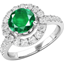 Picture of A stylish emerald & diamond cluster style ring in 18ct white gold