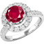 Picture of A stylish ruby & diamond cluster style ring in 18ct white gold