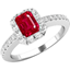 Picture of A luxurious Emerald Cut ruby & diamond ring with shoulder stones in 18ct white gold