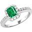 Picture of A luxurious Emerald Cut diamond ring with shoulder stones in 18ct white gold