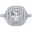 Picture of A luxurious Cushion Cut double halo diamond ring with shoulder stones in platinum
