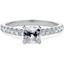 Picture of A beautiful Cushion Cut diamond ring with shoulder stones in platinum