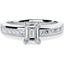 Picture of An elegant Emerald Cut diamond ring with shoulder stones in platinum