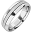 Picture of A classic courted mixed finish mens wedding ring in palladium