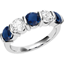 Picture of A stylish five stone sapphire & diamond eternity ring in platinum