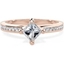 Picture of A stunning Princess Cut diamond ring with shoulder stones in 18ct rose gold