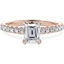Picture of A beautiful Emerald Cut diamond ring with shoulder stones in 18ct rose gold