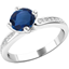Picture of An Elegant Round cut Sapphire and diamond ring with shoulder stones in 18ct white gold