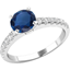 Picture of A Stunning Round cut Sapphire and diamond ring with shoulder stones in 18ct white gold
