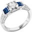 Picture of A stunning Round Brilliant Cut diamond and Sapphire ring with shoulder stones in 18ct white gold