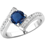 Picture of A stunning Round Cut twist Sapphire and Diamond ring with shoulder stones in 18ct white gold
