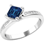 Picture of A stunning Square Cut Sapphire and Diamond ring with shoulder stones in 18ct white gold