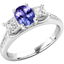 Picture of An elegant tanzanite & diamond ring with shoulder stones in 18ct white gold