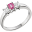 Picture of A stylish Pink Sapphire & Diamond three stone diamond ring in 18ct white gold
