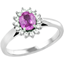 Picture of A classic pink sapphire & diamond cluster style ring in 18ct white gold