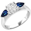 Picture of An elegant Round Brilliant Cut diamond ring with sapphire shoulder stones in platinum