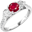 Picture of A luxurious ruby & diamond ring with shoulder stones in platinum
