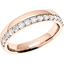 Picture of A unique offset ladies diamond set wedding ring in 18ct rose gold