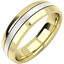 Picture of A classic courted mixed finish mens wedding ring in 18ct yellow & white gold