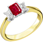 Picture of A stylish three stone ruby & diamond ring in 18ct yellow & white gold