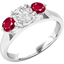 Picture of A beautiful Round Brilliant Cut three stone ruby and diamond ring in 18ct white gold
