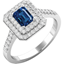 Picture of A stunning emerald cut Sapphire and diamond cluster set in 18ct white gold