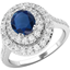 Picture of A stunning oval Sapphire and diamond cluster set in 18ct white gold