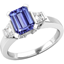Picture of A stunning Tanzanite & diamond three stone ring in platinum
