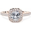 Picture of A stunning Cushion Cut halo style diamond ring with shoulder stones in 18ct rose gold