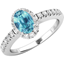 Picture of A beautiful Aquamarine and diamond cluster with shoulder stones in 18ct white gold