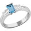 Picture of A stylish Aqua & Diamond five stone ring in 18ct white gold