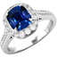 Picture of An elegant sapphire & diamond cluster style ring in platinum