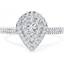 Picture of A stunning Round Brilliant Cut pear shaped halo diamond ring in 18ct white gold