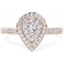 Picture of A stunning Round Brilliant Cut pear shaped halo diamond ring in 18ct rose gold