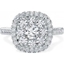 Picture of A luxurious cushion shaped halo diamond ring with shoulder stones in platinum
