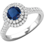 Picture of A remarkable sapphire and diamond double halo cluster in 18ct white gold