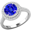 Picture of A remarkable Tanzanite & diamond halo cluster style ring in platinum