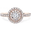 Picture of An exquisite Round Brilliant Cut diamond double halo cluster with shoulder stones in 18ct rose gold
