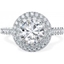 Picture of An exquisite Round Brilliant Cut diamond halo cluster with shoulder stones in platinum